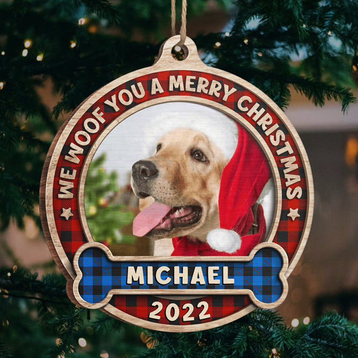 Joyeux Noël ! Décoration de Noël ronde en bois personnalisée avec photo ! Télécharger une image, cadeau pour les amoureux des animaux, cadeau de Noël