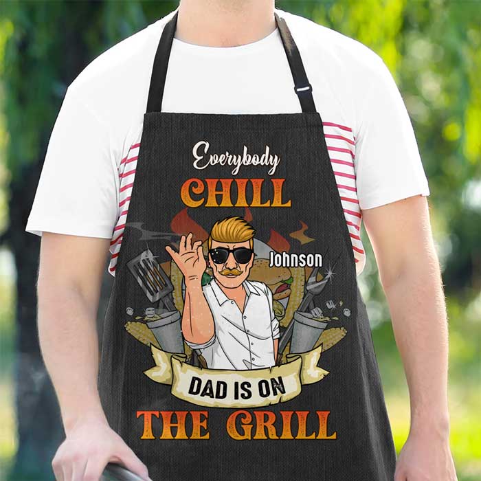 Papa est sur le gril - Tablier personnalisé - Cadeau pour papa