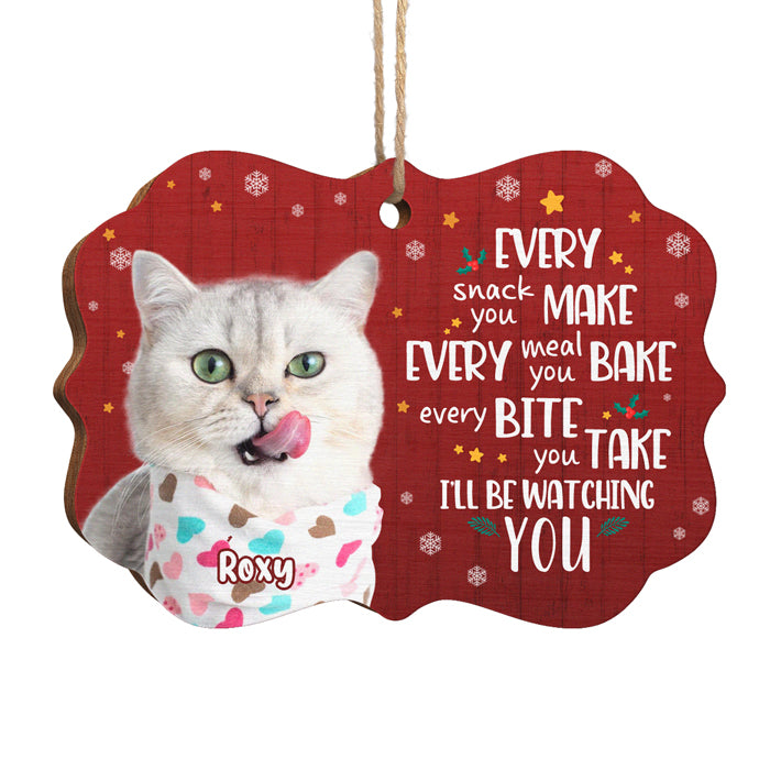 Je te surveillerai - Décoration de Noël personnalisée en bois avec photo en forme de Benelux - Télécharger une image, cadeau pour les amoureux des animaux, cadeau de Noël
