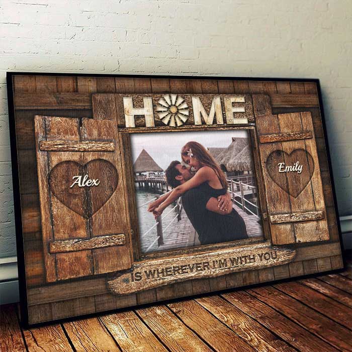 La maison est là où je suis avec toi - Télécharger une image, cadeau pour couple, mari et femme - Affiche horizontale personnalisée