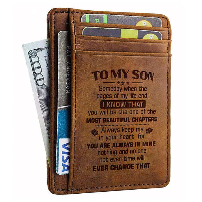 To My Son, I Always Keep You In My Heart - Card Wallet - To My Son, Gift For Son, Son Gift From Dad And Mom, Birthday Gift For Son, Christmas Gift