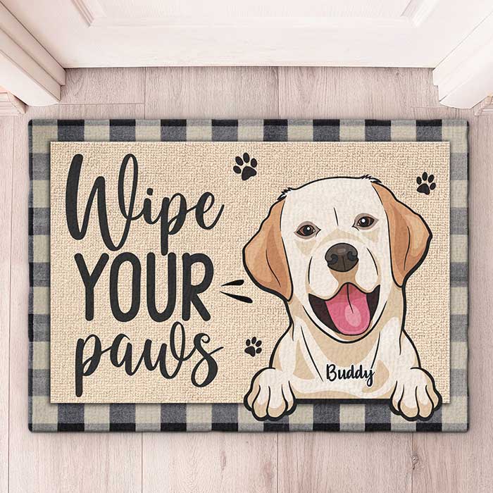 Wipe Your Paws - Personalized Decorative Mat - Gift For Pet Lovers, Pet Owners, Pet Gift
