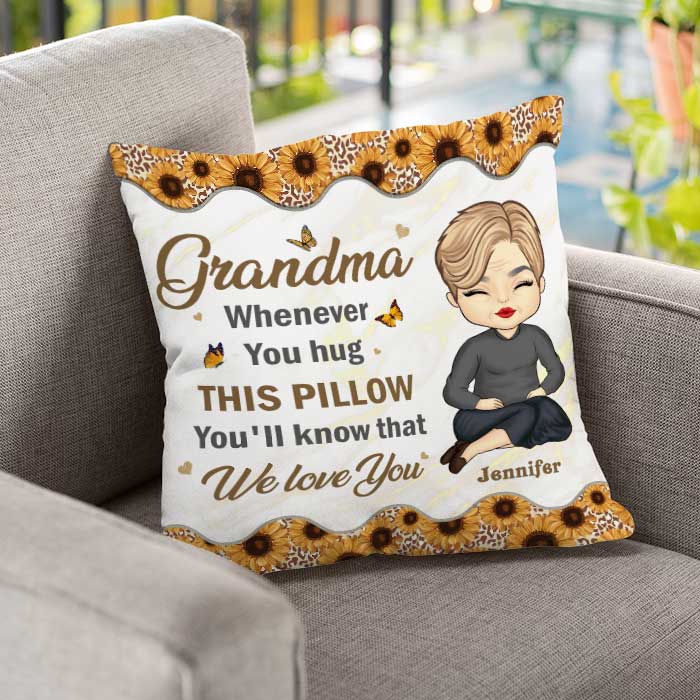 Chaque fois que vous serrez cet oreiller dans vos bras, vous saurez que nous vous aimons - Cadeau pour grand-mère, oreiller personnalisé (insert inclus)