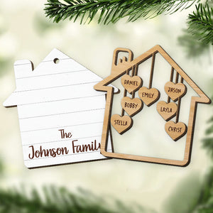 Ensemble, nous formons une famille - Décoration de Noël personnalisée en bois à deux couches en forme de maison - Cadeau pour un membre de la famille, cadeau de Noël