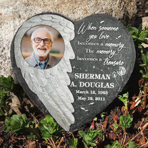 Quand un être cher devient un souvenir - Pierre commémorative personnalisée, pierre tombale humaine - Télécharger une image, cadeau commémoratif, cadeau de condoléances