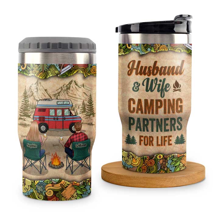 Partenaires de camping pour la vie - Glacière personnalisée - Cadeau pour couples, cadeau pour amateurs de camping