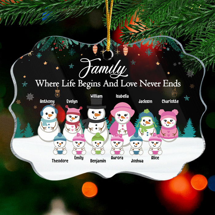 Family Where Life Begins - Personalized Custom Benelux Shaped Acrylic Christmas Ornament - Gift For Family, Christmas Gift