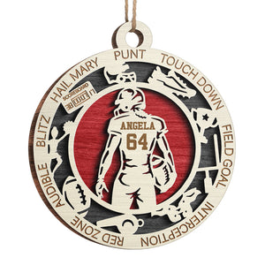 Série Sport Football Américain - Ornement Personnalisé Sportif - Forme Ronde en Bois - Cadeau de Noël pour Amateurs de Sport et Joueurs