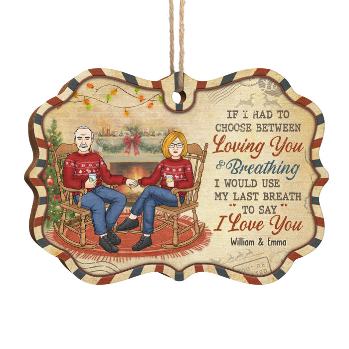 J'utiliserais mon dernier souffle pour dire je t'aime - Décoration de Noël en bois personnalisée en forme de Benelux - Cadeau pour couple, mari, femme, anniversaire, fiançailles, mariage, cadeau de mariage, cadeau de Noël