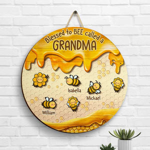 Béni soit mon nom de grand-mère ! Panneau en bois personnalisé ! Cadeau pour grand-mère et grands-parents