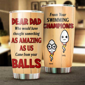 Cher papa, de la part de tes champions de natation - Cadeau pour papa - Gobelet personnalisé