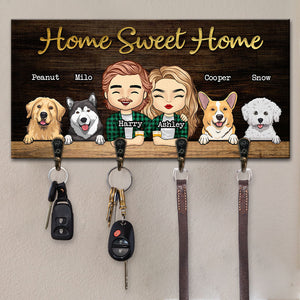 Porte-clés personnalisé « Home Sweet Home », « Toi, moi et les chiens » ; cadeaux d'anniversaire, pour couples, mari, femme, amoureux des chiens