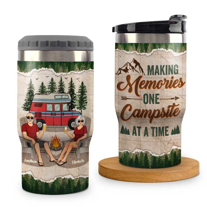 Asseyons-nous près du feu de camp - Glacière personnalisée - Cadeau pour les couples, cadeau pour les amateurs de camping