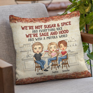 Besties, nous sommes Sage et Hood et nous souhaitons qu'un Mufuka le fasse - Oreiller personnalisé Bestie (insert inclus) - Cadeau de Noël pour les meilleures amies, BFF, sœurs