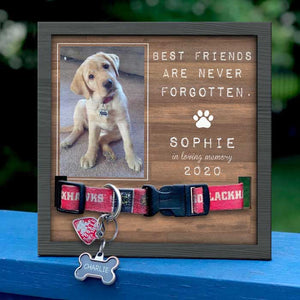 Les meilleurs amis ne sont jamais oubliés - Plaque commémorative personnalisée pour la perte d'un animal de compagnie, cadre pour collier - Télécharger une image, cadeau de condoléances, cadeau pour les propriétaires d'animaux et les amoureux des animaux
