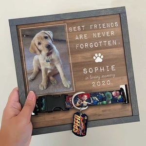 Les meilleurs amis ne sont jamais oubliés - Plaque commémorative personnalisée pour la perte d'un animal de compagnie, cadre pour collier - Télécharger une image, cadeau de condoléances, cadeau pour les propriétaires d'animaux et les amoureux des animaux