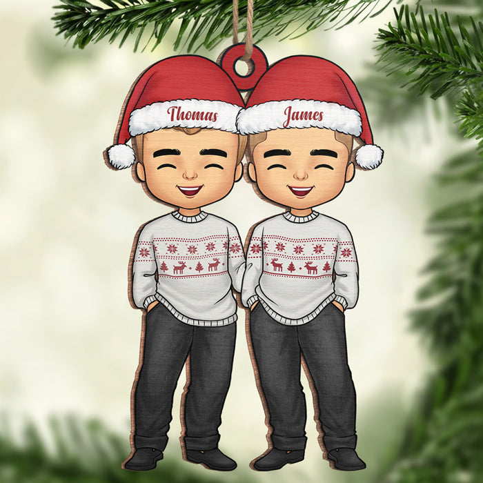 Toi et moi sous le sapin de Noël - Ornement personnalisé pour couple - Forme unique en bois - Cadeau de Noël pour mari et femme, anniversaire