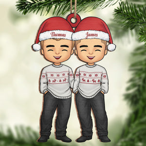 Toi et moi sous le sapin de Noël - Ornement personnalisé pour couple - Forme unique en bois - Cadeau de Noël pour mari et femme, anniversaire