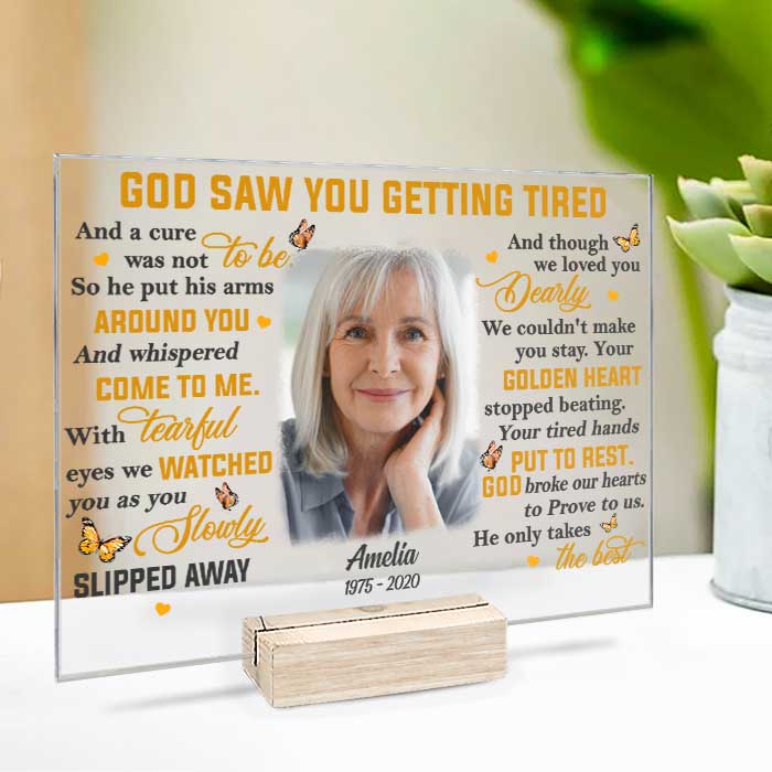 Dieu t'a vu fatigué – Télécharger une image, plaque acrylique personnalisée