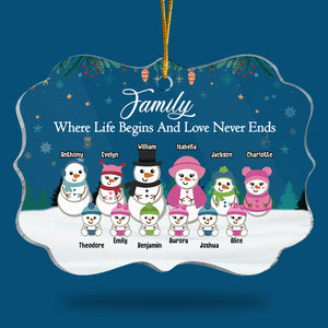 Family Where Life Begins - Personalized Custom Benelux Shaped Acrylic Christmas Ornament - Gift For Family, Christmas Gift