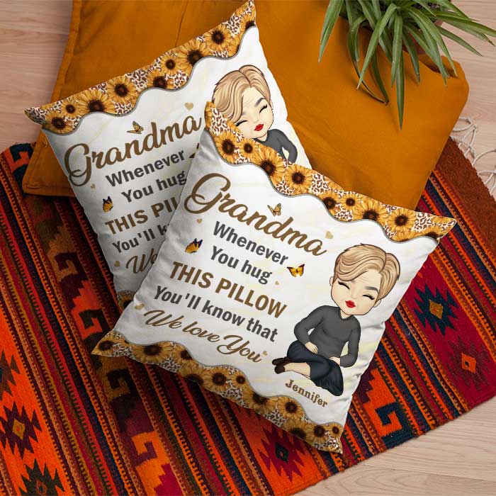 Chaque fois que vous serrez cet oreiller dans vos bras, vous saurez que nous vous aimons - Cadeau pour grand-mère, oreiller personnalisé (insert inclus)