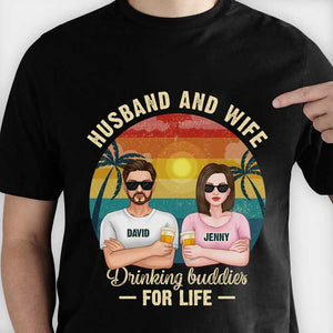 Mari et femme, amis de beuverie pour la vie - Cadeau pour couple, mari et femme - T-shirt et sweat à capuche personnalisés