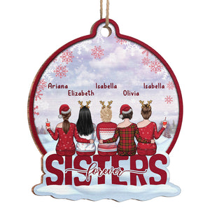 Sœurs pour toujours et à jamais - Décoration personnalisée pour meilleure amie - Boule à neige en bois - Cadeau de Noël pour meilleures amies, meilleures amies et sœurs