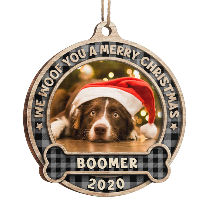 Joyeux Noël ! Décoration de Noël ronde en bois personnalisée avec photo ! Télécharger une image, cadeau pour les amoureux des animaux, cadeau de Noël