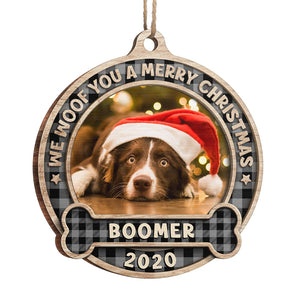 Joyeux Noël ! Décoration de Noël ronde en bois personnalisée avec photo ! Télécharger une image, cadeau pour les amoureux des animaux, cadeau de Noël