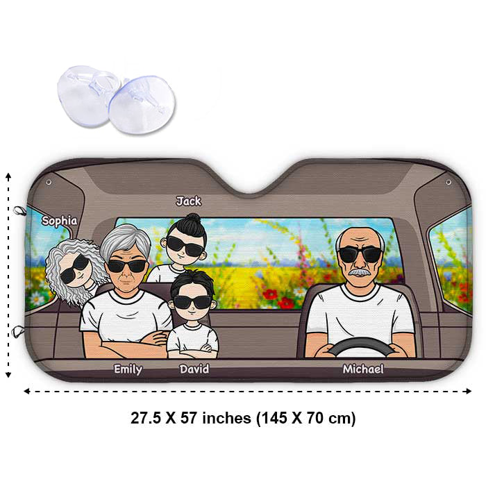 Joyeux voyage en famille - Pare-soleil de voiture personnalisé - Cadeau pour couple, mari et femme