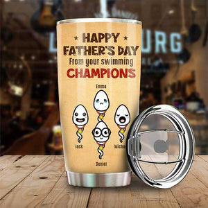De la part de vos champions de natation Bonne fête des pères - Cadeau pour papa, cadeau pour la fête des pères - Gobelet personnalisé