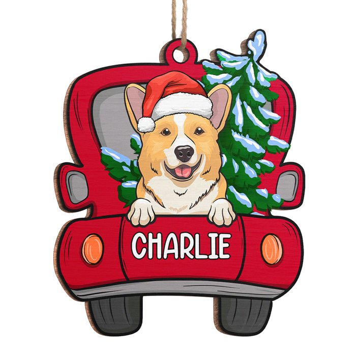 Voici les pattes du Père Noël ! Décoration personnalisée pour chien en forme de voiture en bois. Cadeau de Noël pour les propriétaires et les amoureux des animaux.