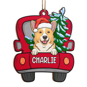 Voici les pattes du Père Noël ! Décoration personnalisée pour chien en forme de voiture en bois. Cadeau de Noël pour les propriétaires et les amoureux des animaux.
