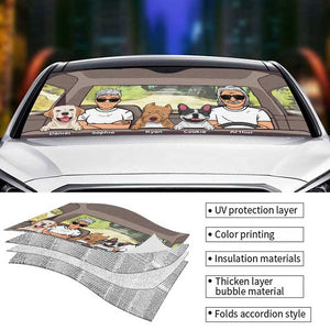 Road trip avec chiens - Pare-soleil auto personnalisé - Cadeau pour couple, mari et femme