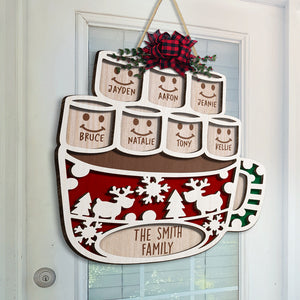 Hot Cocoa And Marshmallow Make Christmas So Nice - Personalized Custom Wood Shaped Christmas Sign, 2 Layers Sign - Gift For Family, Christmas Gift