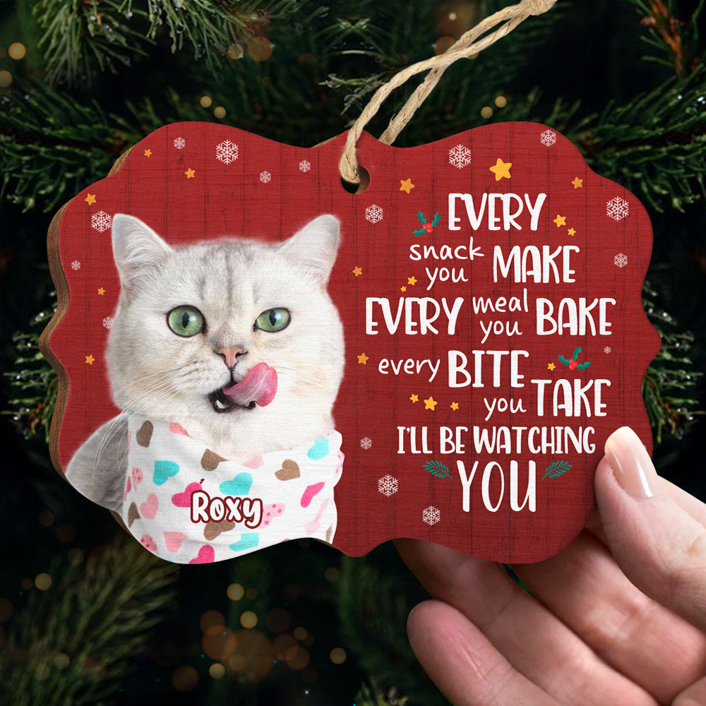 Je te surveillerai - Décoration de Noël personnalisée en bois avec photo en forme de Benelux - Télécharger une image, cadeau pour les amoureux des animaux, cadeau de Noël