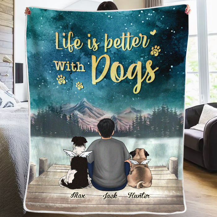 La vie est meilleure avec un chien - Couverture personnalisée - Cadeau pour les amoureux des chiens, des animaux et de Noël