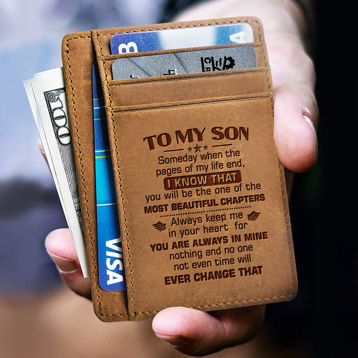 To My Son, I Always Keep You In My Heart - Card Wallet - To My Son, Gift For Son, Son Gift From Dad And Mom, Birthday Gift For Son, Christmas Gift