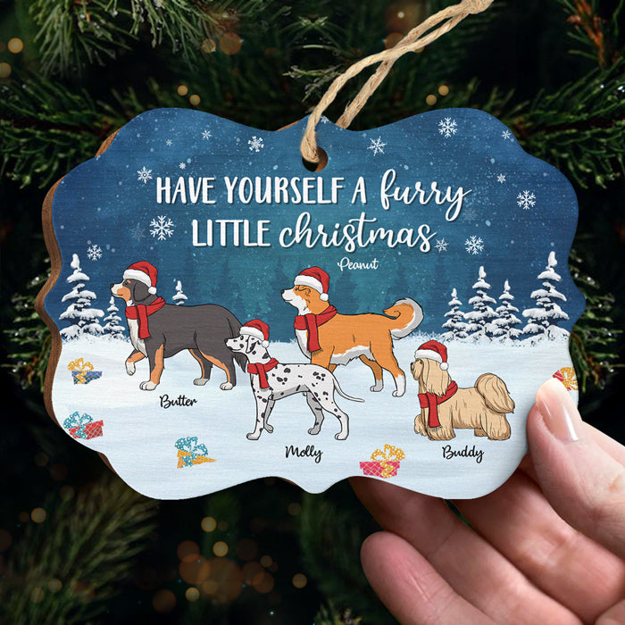 Petit Noël en fourrure - Décoration personnalisée pour chien - Bois en forme de Benelux - Cadeau de Noël pour propriétaires et amoureux des animaux