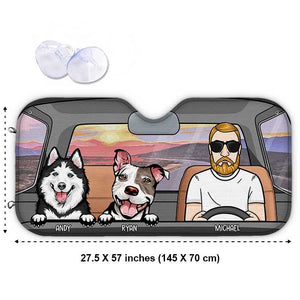 Road Trip avec chiens - Pare-soleil auto personnalisé - Cadeau pour les amoureux des animaux