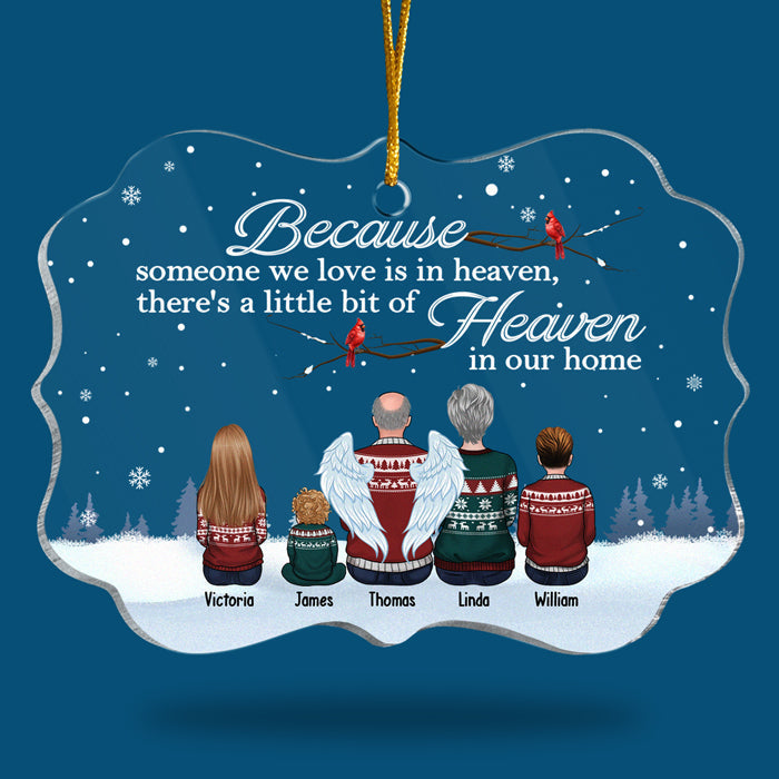 Il y a un peu de paradis dans notre maison - Ornement commémoratif personnalisé - Forme Benelux en acrylique - Cadeau de condoléances, cadeau de Noël pour les membres de la famille
