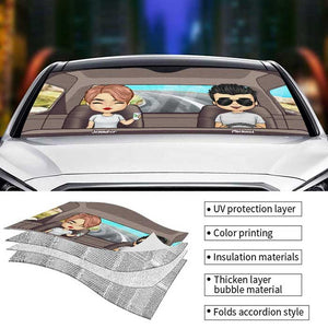 Couple Driving - Personalized Auto Sunshade - Gift For Couples, Husband Wife