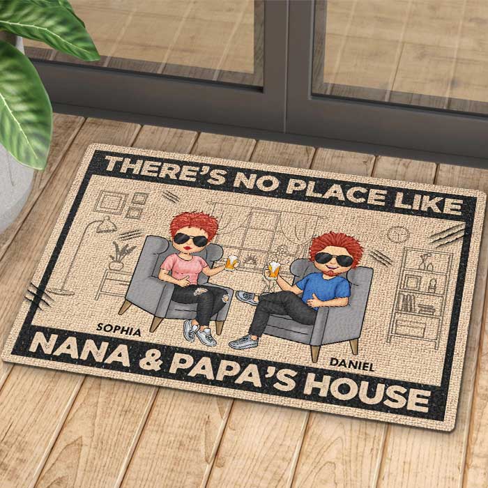 Il n'y a pas d'endroit comme la maison de Nana et Papa - Cadeau pour couples, mari et femme, tapis décoratif personnalisé