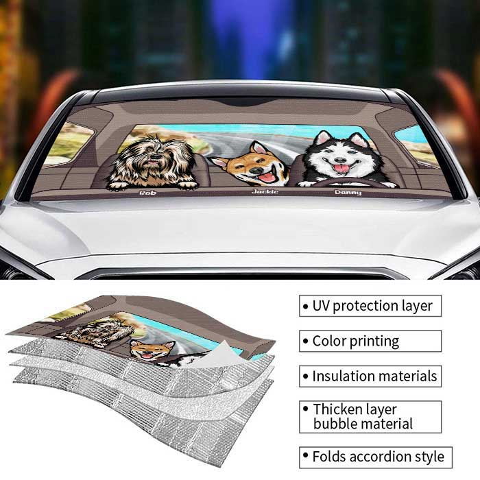 Cool Dogs - Pare-soleil de voiture personnalisé - Cadeau pour les amoureux des animaux