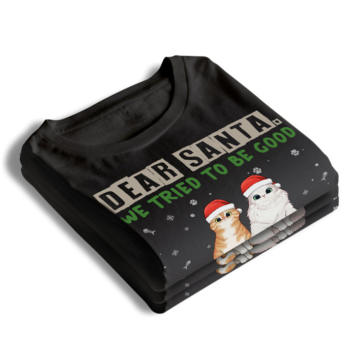 Cher Père Noël, nous tenons de notre maman - T-shirt unisexe personnalisé, sweat à capuche, sweat-shirt - Cadeau de Noël pour les propriétaires d'animaux de compagnie, les amoureux des animaux