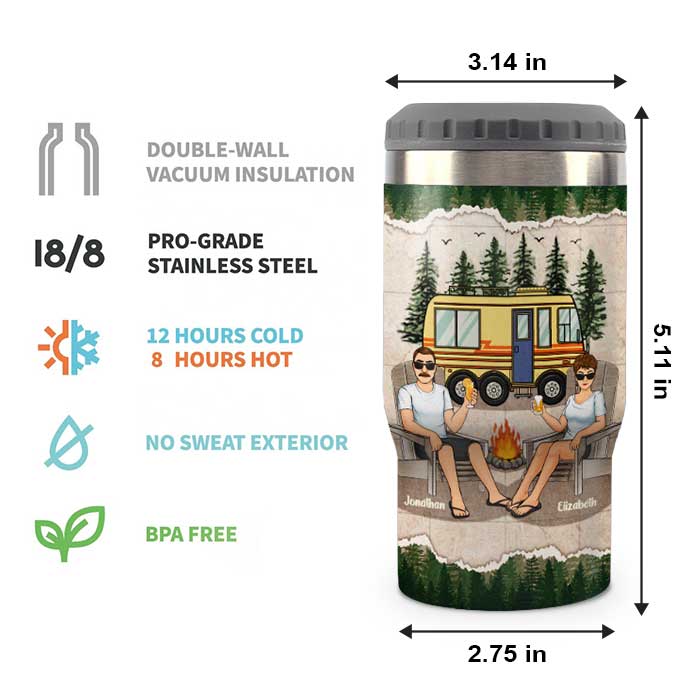 Asseyons-nous près du feu de camp - Glacière personnalisée - Cadeau pour les couples, cadeau pour les amateurs de camping