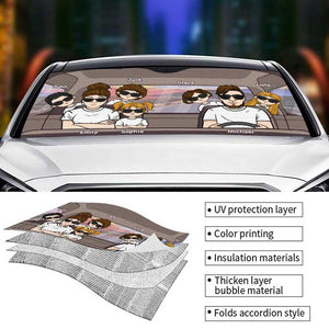 Joyeux voyage en famille - Pare-soleil de voiture personnalisé - Cadeau pour couple, mari et femme