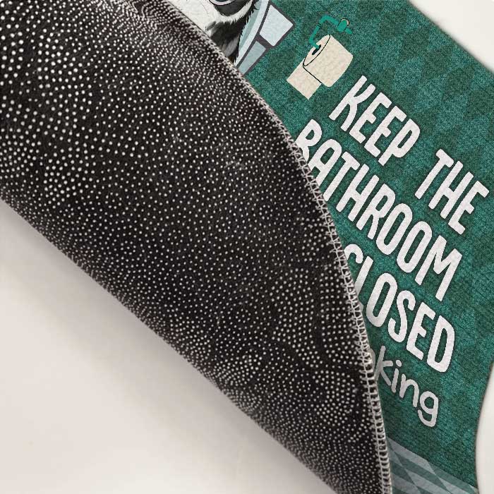 Gardez la porte de la salle de bain fermée - Tapis décoratif personnalisé - Cadeau pour les amoureux des animaux, les propriétaires d'animaux, cadeau pour animaux