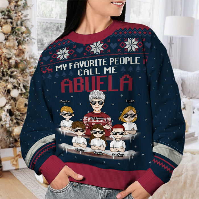 Mes personnes préférées m'appellent - Sweat-shirt personnalisé pour la famille - Pull en laine unisexe - Cadeau de Noël pour les grands-parents