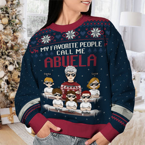Mes personnes préférées m'appellent - Sweat-shirt personnalisé pour la famille - Pull en laine unisexe - Cadeau de Noël pour les grands-parents